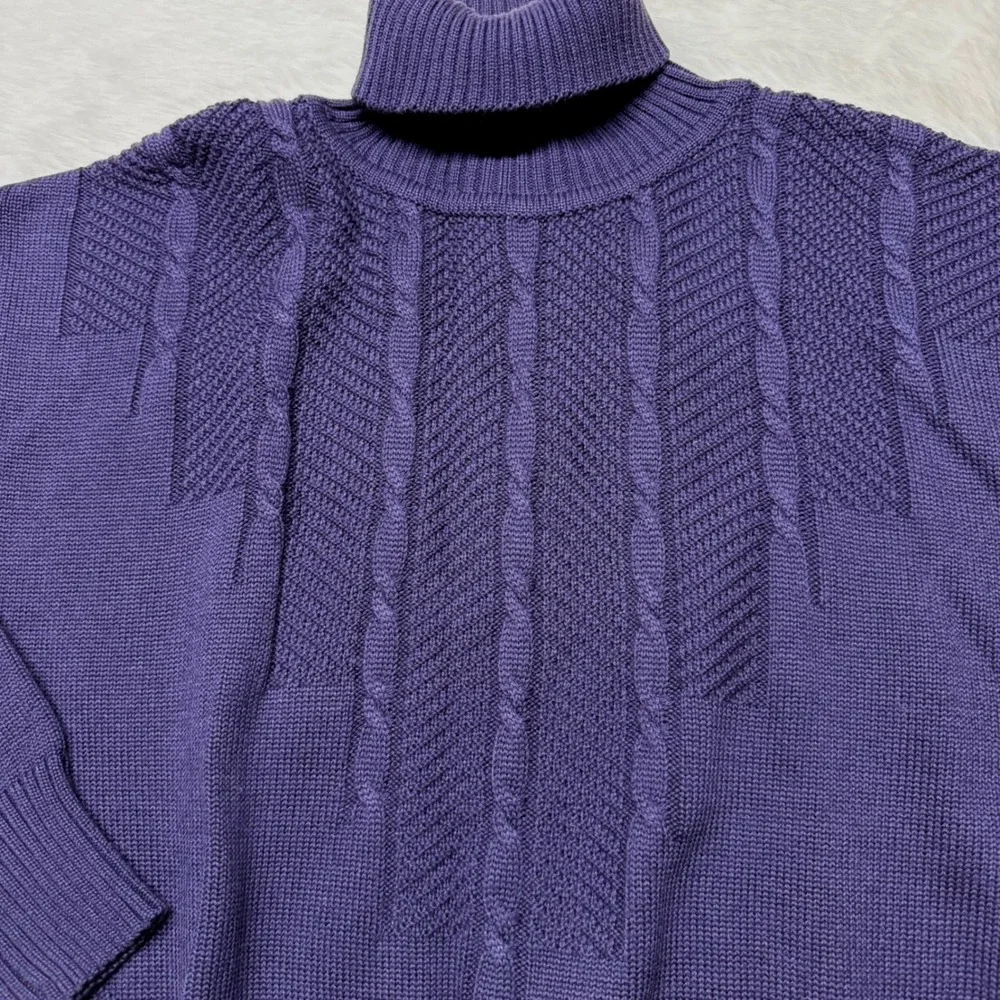 BOGNER vintage Purple Textured Knit Turtleneck Sweater Women's Size M Wool Blend